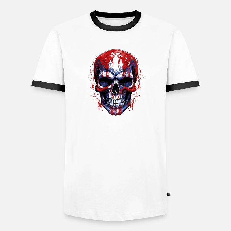 Flags Skull Graphic - Men's Ringer Shirt - white/black