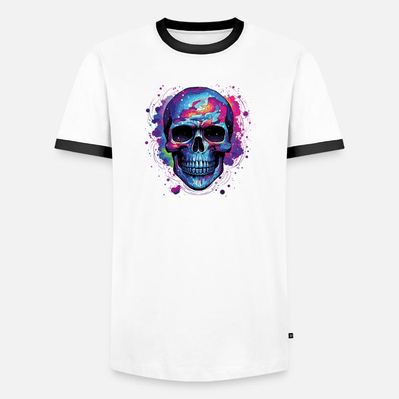 Psyche Skull Nebula - Men's Ringer Shirt - white/black