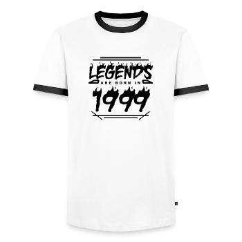 Legende 1999 - Jahrgang 1999 - Baujahr 1999 - Männer Kontrast-T-Shirt - Weiß/Schwarz - Vorne - AI Model Female 172 light (172cm) & AI Model Male 178 dark (178cm)