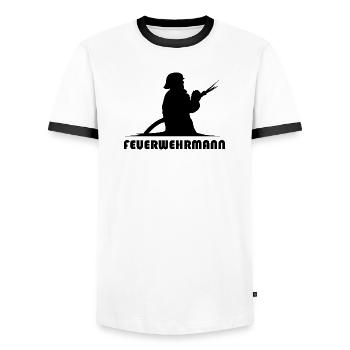 Feuerwehrmann Logo Icon Symbol Löschzug Schlauch - Männer Kontrast-T-Shirt - Weiß/Schwarz - Vorne - AI Model Female 172 light (172cm) & AI Model Male 178 dark (178cm)