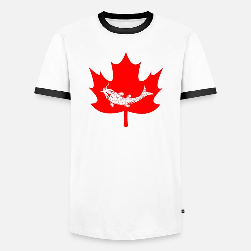 Canada maple leaf fish logo - Men's Ringer Shirt - white/black