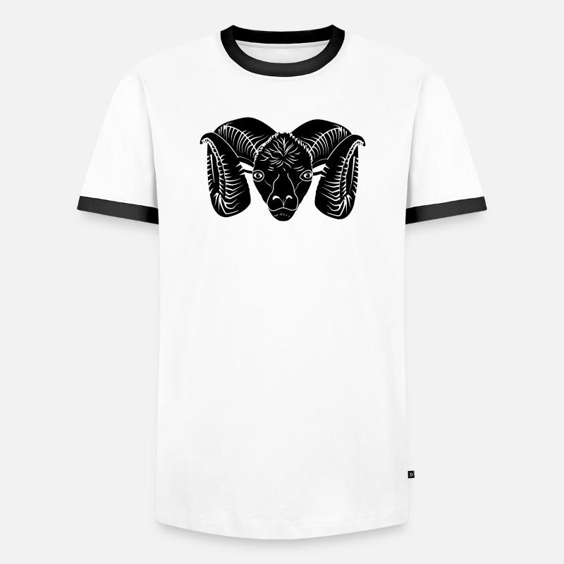 Widderkopf - Männer Kontrast-T-Shirt - Weiß/Schwarz