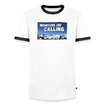 Mountains are Calling Damüls (2 Upload) - Männer Kontrast-T-Shirt - Weiß/Schwarz - Vorne - AI Model Female 172 light (172cm) & AI Model Male 178 dark (178cm)