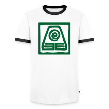 Symbol of earth in square - Men's Ringer Shirt - white/black - Front - AI Model Female 172 light (172cm) & AI Model Male 178 dark (178cm)