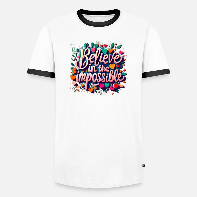 impossible - Männer Kontrast-T-Shirt - Weiß/Schwarz