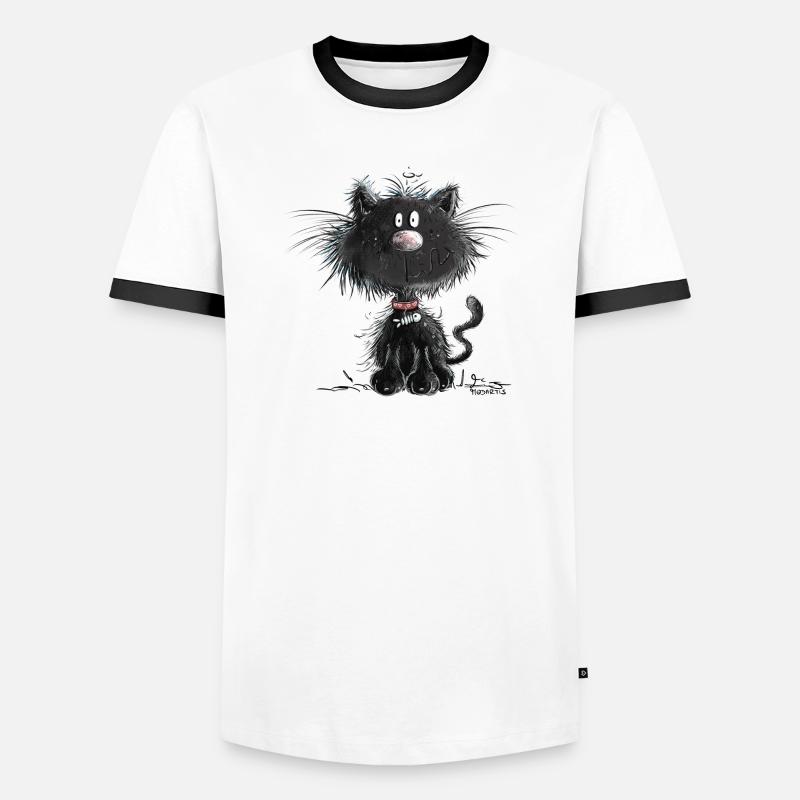Droll Black Cat - Men's Ringer Shirt - white/black