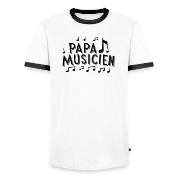 Cadeau Harmonieux : Papa Musicien ! - T-shirt contrasté Homme - blanc/noir - Devant - AI Model Female 172 light (172cm) & AI Model Male 178 dark (178cm)