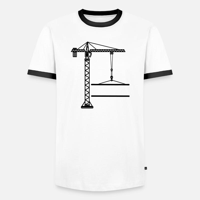 Construction crane banner logo - Men's Ringer Shirt - white/black
