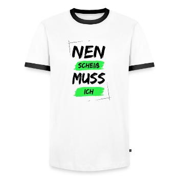 Nen scheiß muss ich - Männer Kontrast-T-Shirt - Weiß/Schwarz - Vorne - AI Model Female 172 light (172cm) & AI Model Male 178 dark (178cm)