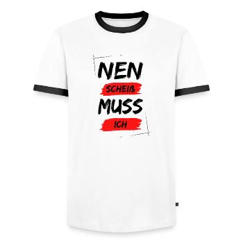 Nen scheiß muss ich - Männer Kontrast-T-Shirt - Weiß/Schwarz - Vorne - AI Model Female 172 light (172cm) & AI Model Male 178 dark (178cm)