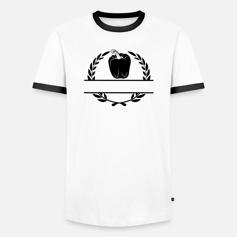 Laurel wreath with Bell pepper - Men's Ringer Shirt - white/black