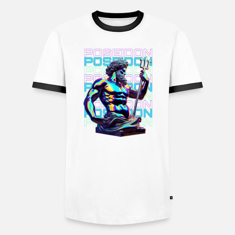 Neon Poseidon Trident - Men's Ringer Shirt - white/black