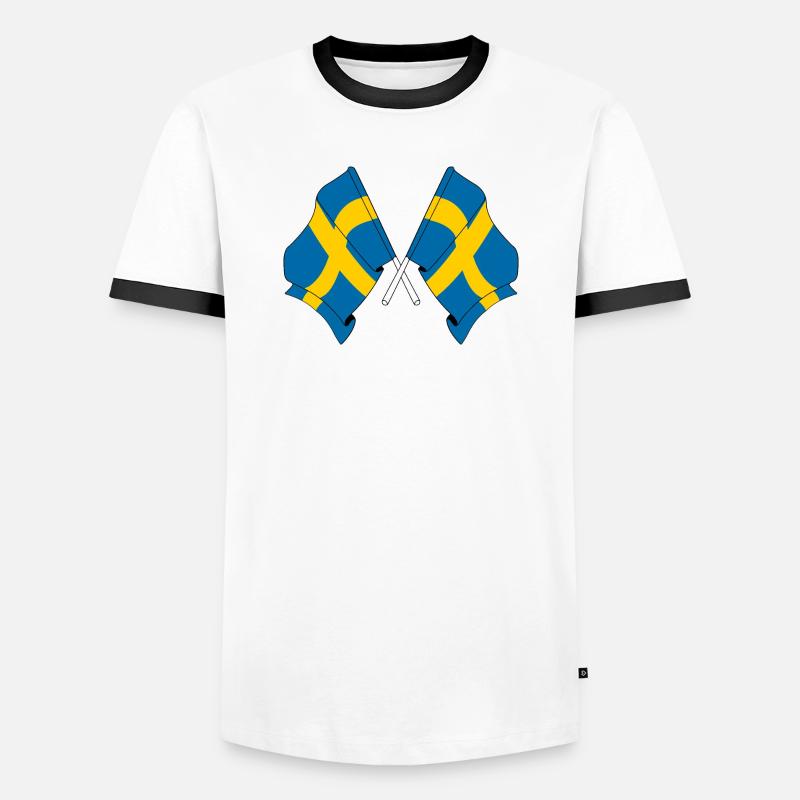 Deux drapeaux Suède - T-shirt contrasté Homme - blanc/noir