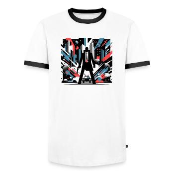 Chaos de la ville - T-shirt contrasté Homme - blanc/noir - Devant - AI Model Female 172 light (172cm) & AI Model Male 178 dark (178cm)