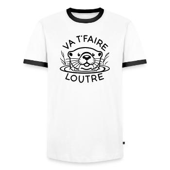 Cadeau humoristique - Va t'faire loutre - T-shirt contrasté Homme - blanc/noir - Devant - AI Model Female 172 light (172cm) & AI Model Male 178 dark (178cm)