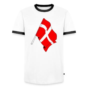 Flag: Denmark - Men's Ringer Shirt - white/black - Front - AI Model Female 172 light (172cm) & AI Model Male 178 dark (178cm)