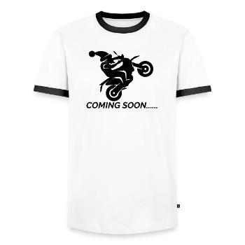 coming soon santa claus Weihnachtsmann Wheelie - Männer Kontrast-T-Shirt - Weiß/Schwarz - Vorne - AI Model Female 172 light (172cm) & AI Model Male 178 dark (178cm)