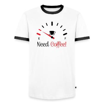 Brauche Kaffee 1 - Männer Kontrast-T-Shirt - Weiß/Schwarz - Vorne - AI Model Female 172 light (172cm) & AI Model Male 178 dark (178cm)