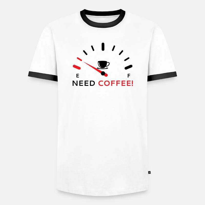 Brauche Kaffee 2 - Männer Kontrast-T-Shirt - Weiß/Schwarz
