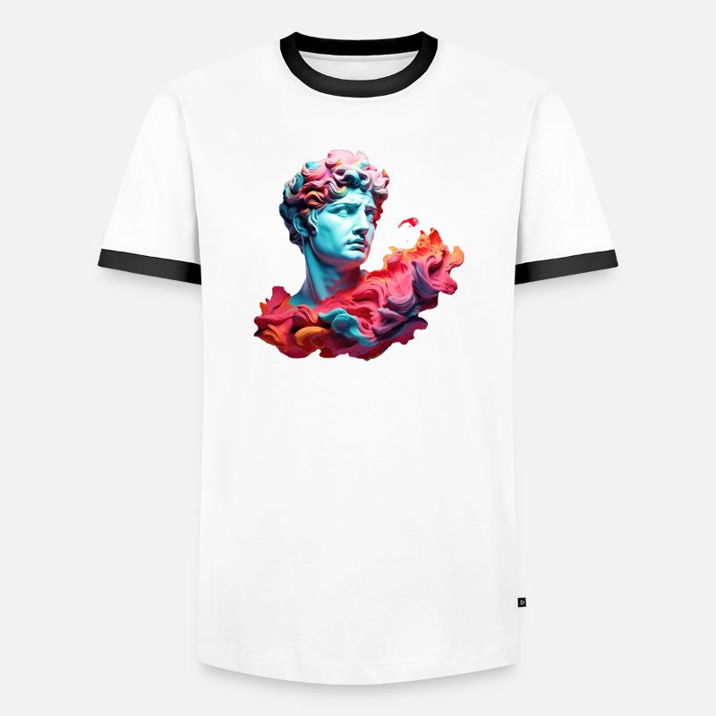 Neon-Psychedelische Büste - Männer Kontrast-T-Shirt - Weiß/Schwarz