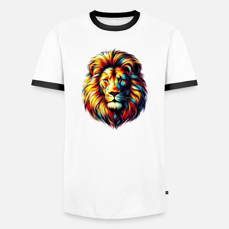 Löwe - Männer Kontrast-T-Shirt - Weiß/Schwarz
