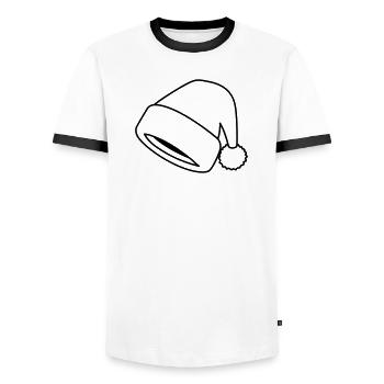 Weihnachtsmütze Symbol Weihnachtsmann Mütze - Männer Kontrast-T-Shirt - Weiß/Schwarz - Vorne - AI Model Female 172 light (172cm) & AI Model Male 178 dark (178cm)