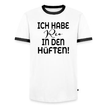 TANZEN HÜFTE BEWEGUNG - Männer Kontrast-T-Shirt - Weiß/Schwarz - Vorne - AI Model Female 172 light (172cm) & AI Model Male 178 dark (178cm)