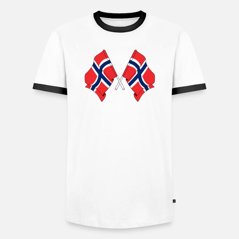 Two flags Norway - Men's Ringer Shirt - white/black