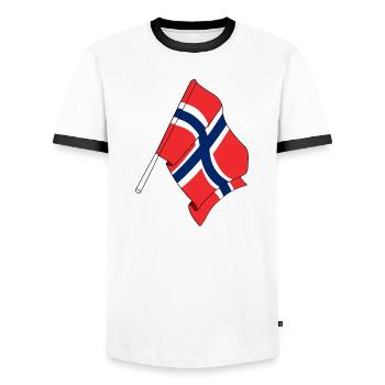 Drapeau Norvège - T-shirt contrasté Homme - blanc/noir - Devant - AI Model Female 172 light (172cm) & AI Model Male 178 dark (178cm)