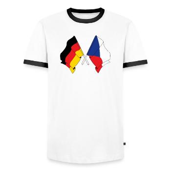 Drapeau de l’Allemagne et drapeau de la République tchèque - T-shirt contrasté Homme - blanc/noir - Devant - AI Model Female 172 light (172cm) & AI Model Male 178 dark (178cm)