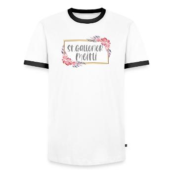 Schweiz St. Gallen Mädchen Heimat Geschenk - Männer Kontrast-T-Shirt - Weiß/Schwarz - Vorne - AI Model Female 172 light (172cm) & AI Model Male 178 dark (178cm)