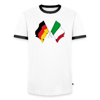 Flag of Germany and flag Italy - Men's Ringer Shirt - white/black - Front - AI Model Female 172 light (172cm) & AI Model Male 178 dark (178cm)