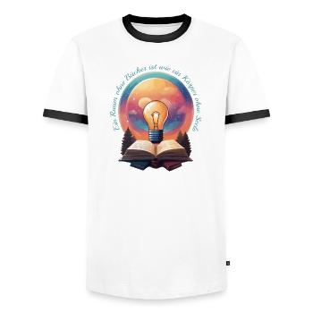Books Nerd - Men's Ringer Shirt - white/black - Front - AI Model Female 172 light (172cm) & AI Model Male 178 dark (178cm)