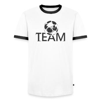 team soccer club team logo icon ball - Men's Ringer Shirt - white/black - Front - AI Model Female 172 light (172cm) & AI Model Male 178 dark (178cm)