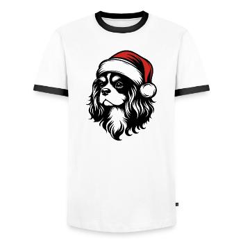 Cavalier King Christmas - Elegant Gift - Men's Ringer Shirt - white/black - Front - AI Model Female 172 light (172cm) & AI Model Male 178 dark (178cm)