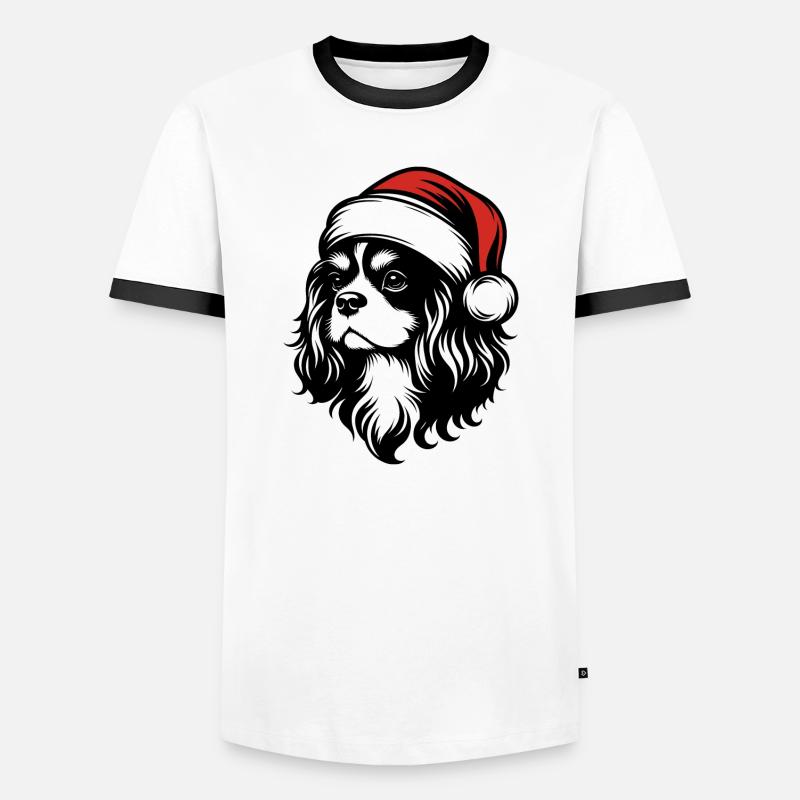 Cavalier King Christmas - Elegantes Geschenk - Männer Kontrast-T-Shirt - Weiß/Schwarz