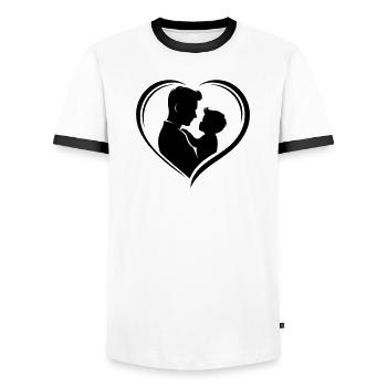 Father-Child Love - Dad Gift - Men's Ringer Shirt - white/black - Front - AI Model Female 172 light (172cm) & AI Model Male 178 dark (178cm)