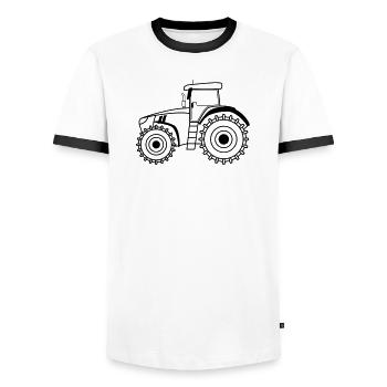 Traktor Symbol Umriss Landwirtschaft - Männer Kontrast-T-Shirt - Weiß/Schwarz - Vorne - AI Model Female 172 light (172cm) & AI Model Male 178 dark (178cm)