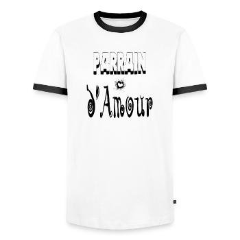 Parrain Amour Cœur - T-shirt contrasté Homme - blanc/noir - Devant - AI Model Female 172 light (172cm) & AI Model Male 178 dark (178cm)