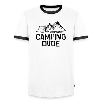 Zelten Statement Camping Wanderer Berge Camper - Männer Kontrast-T-Shirt - Weiß/Schwarz - Vorne - AI Model Female 172 light (172cm) & AI Model Male 178 dark (178cm)