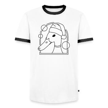 Canard de Noël au design géométrique - T-shirt contrasté Homme - blanc/noir - Devant - AI Model Female 172 light (172cm) & AI Model Male 178 dark (178cm)