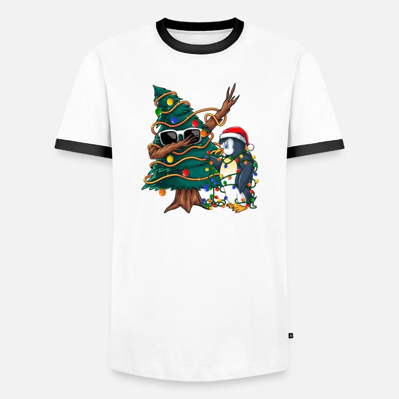 Dapping Tannenbaum -Dapping Weihnachtspullover - Männer Kontrast-T-Shirt - Weiß/Schwarz