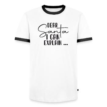 Dear Santa I Can Explain - Men's Ringer Shirt - white/black - Front - AI Model Female 172 light (172cm) & AI Model Male 178 dark (178cm)