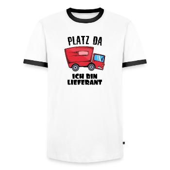 Zusteller Statement Job Arbeiter Arbeit Firma - Männer Kontrast-T-Shirt - Weiß/Schwarz - Vorne - AI Model Female 172 light (172cm) & AI Model Male 178 dark (178cm)