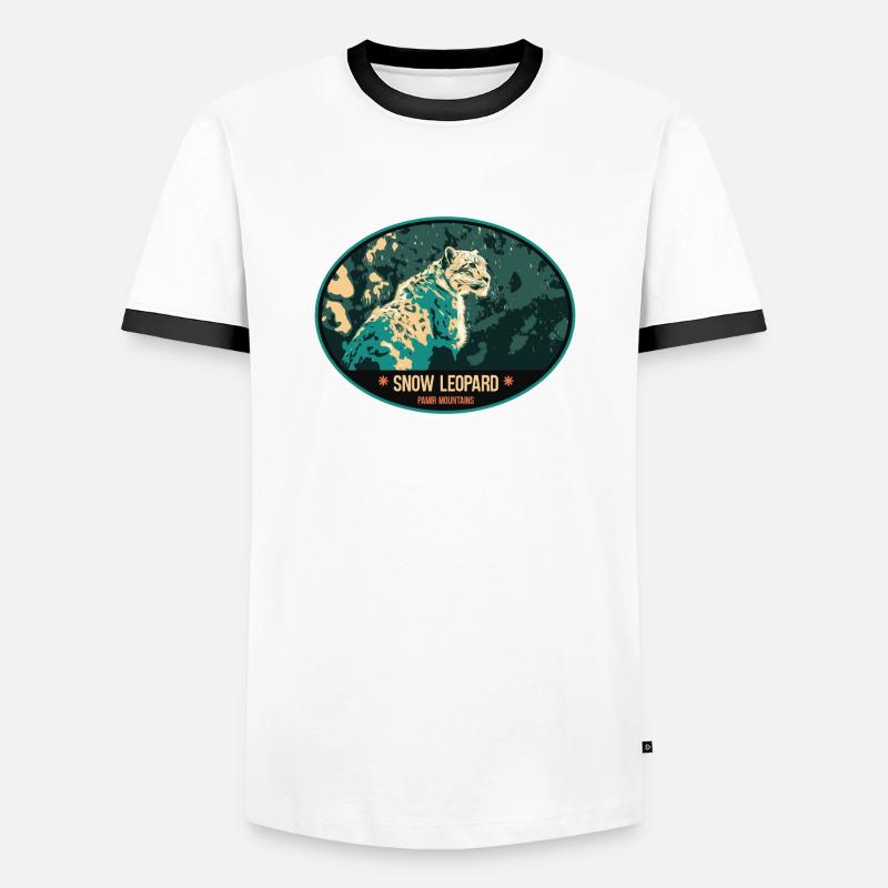 Snow Leopard illustration patch - Men's Ringer Shirt - white/black