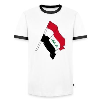 Drapeau de l’Irak - T-shirt contrasté Homme - blanc/noir - Devant - AI Model Female 172 light (172cm) & AI Model Male 178 dark (178cm)