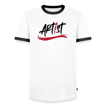 artist brush logo art icon brush stroke icon - Men's Ringer Shirt - white/black - Front - AI Model Female 172 light (172cm) & AI Model Male 178 dark (178cm)