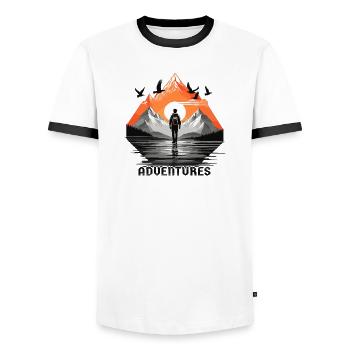 Adventure Travel - Men's Ringer Shirt - white/black - Front - AI Model Female 172 light (172cm) & AI Model Male 178 dark (178cm)