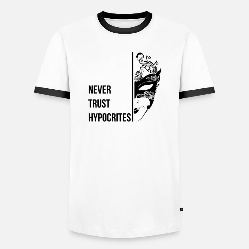 Never Trust Hypocrites - Men's Ringer Shirt - white/black