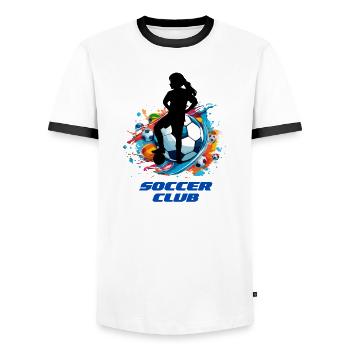 Vibrant club de football Splash Design - T-shirt contrasté Homme - blanc/noir - Devant - AI Model Female 172 light (172cm) & AI Model Male 178 dark (178cm)
